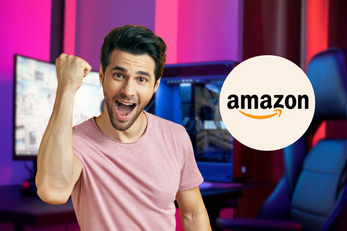 amazon logo postazione gaming uomo felice