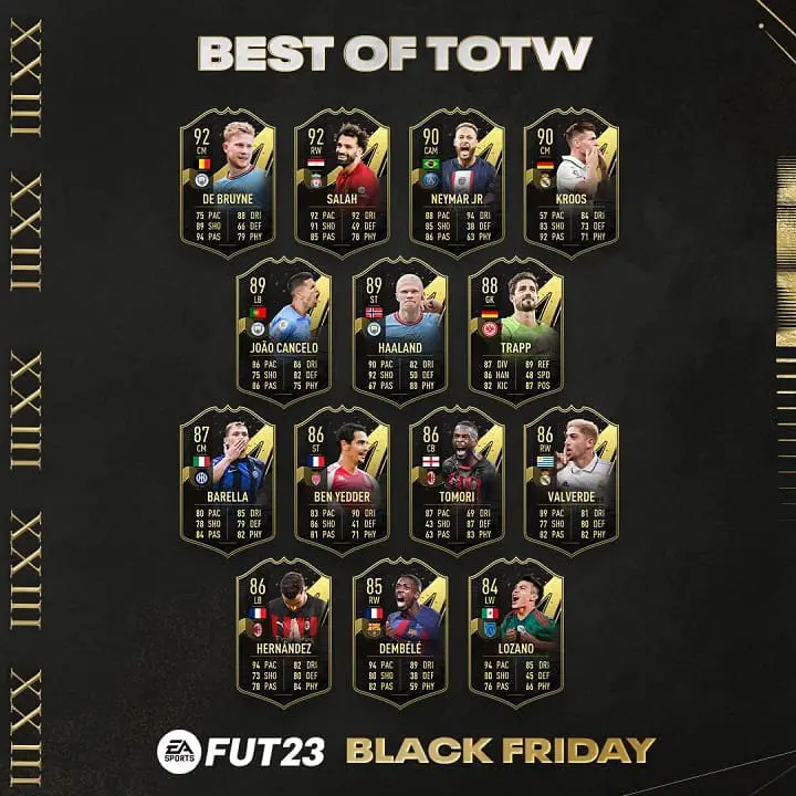 totw 10 best of totw team of the weak fifa 23